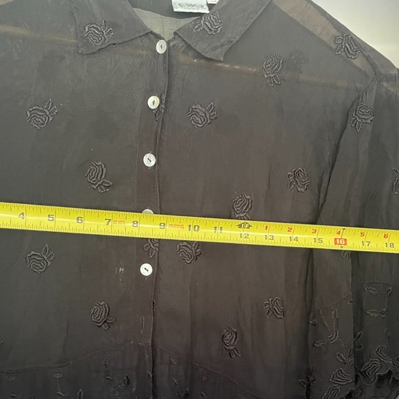 Johnny Was Semi Sheer Floral Embroidered Button Down Shirt. Size XS - Picture 8 of 8